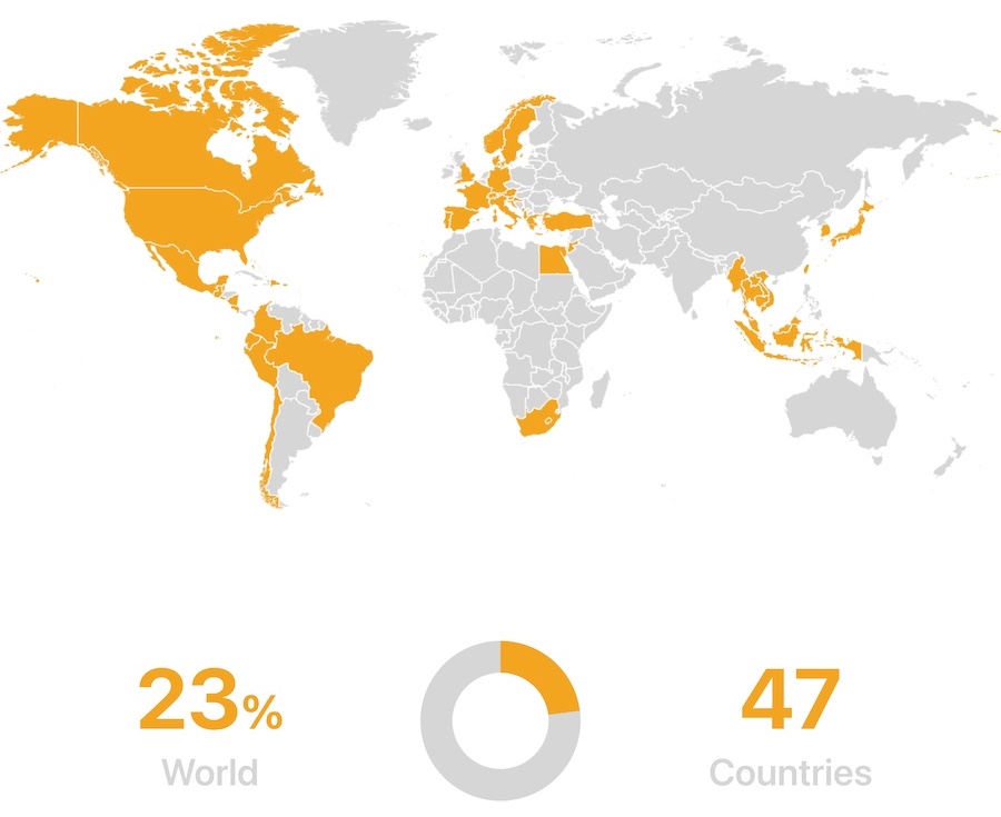 Map of countries visited