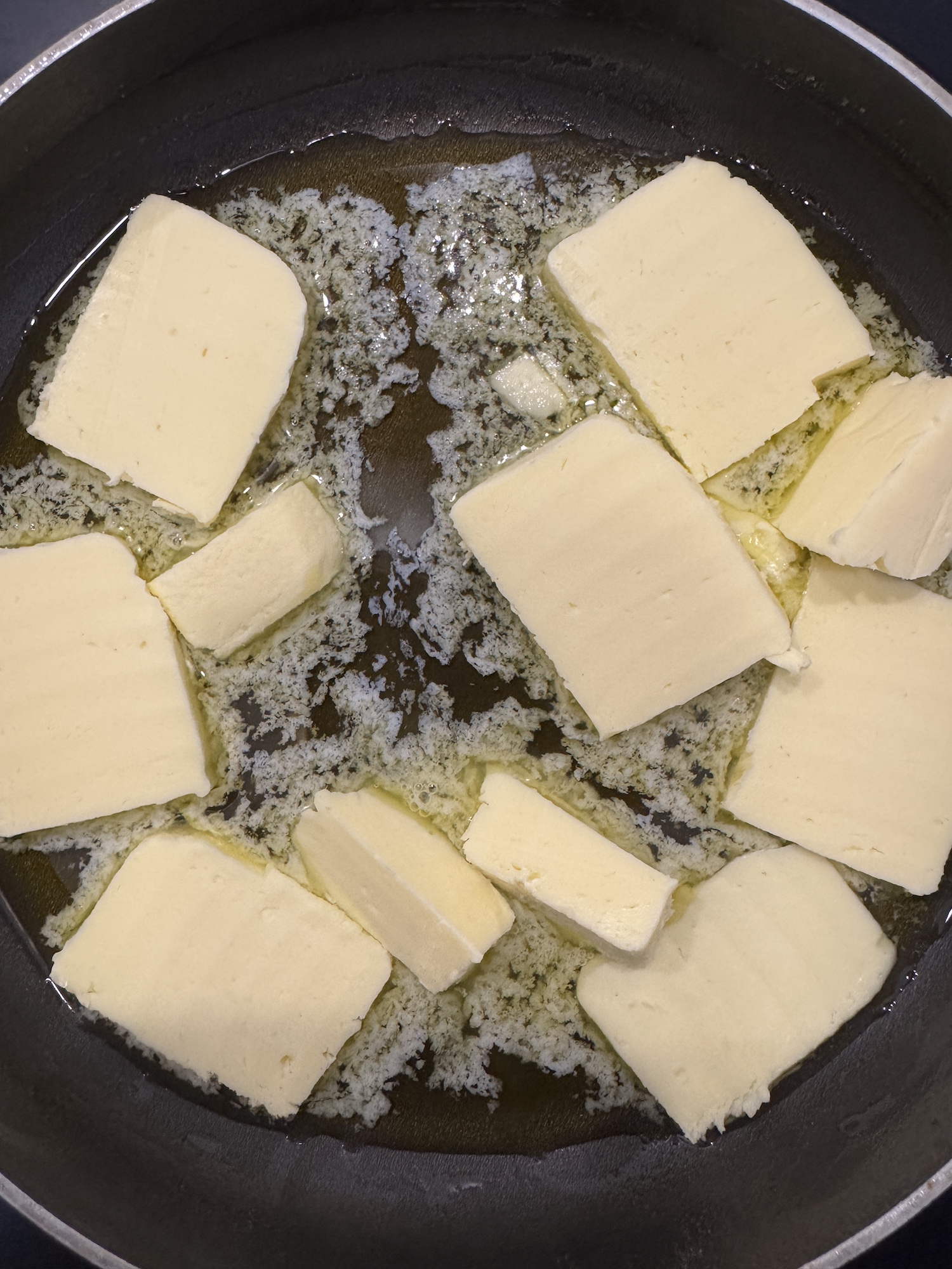 Butter melting in a skillet