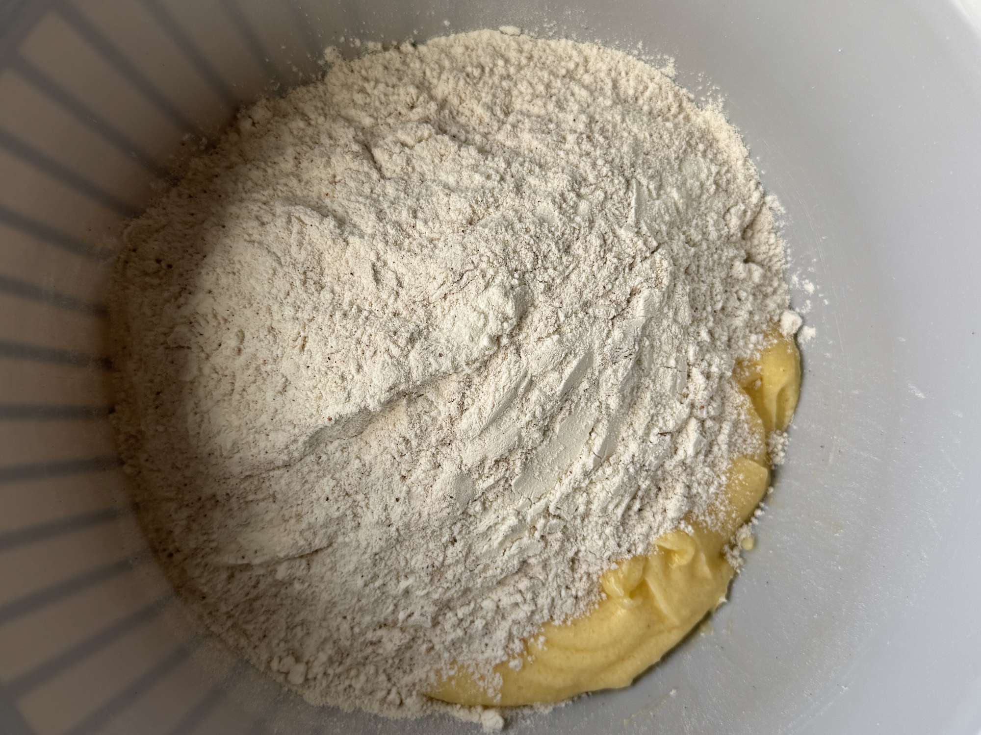 Flour mixture ready to be mixed into dough