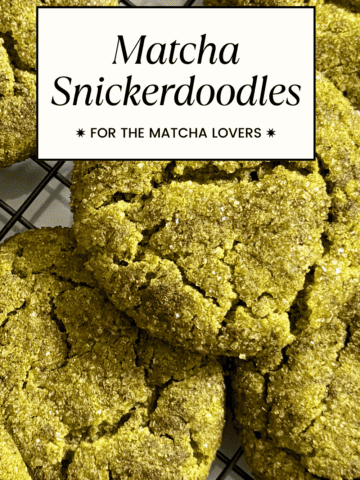 Matcha snickerdoodle cookies overlapping on a wire cooling rack