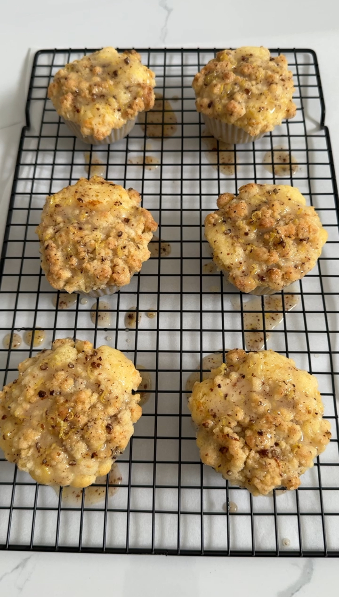 Glaze added onto baked and cooled muffins